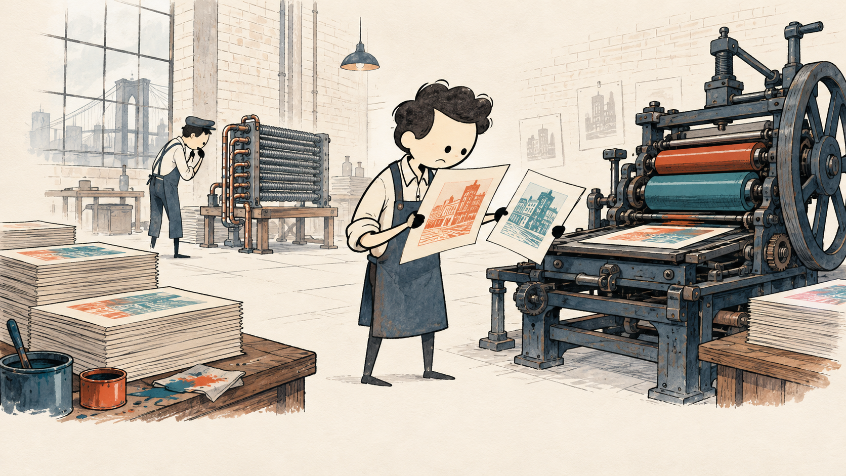 An original illustrated workshop from the Air Conditioning documentary